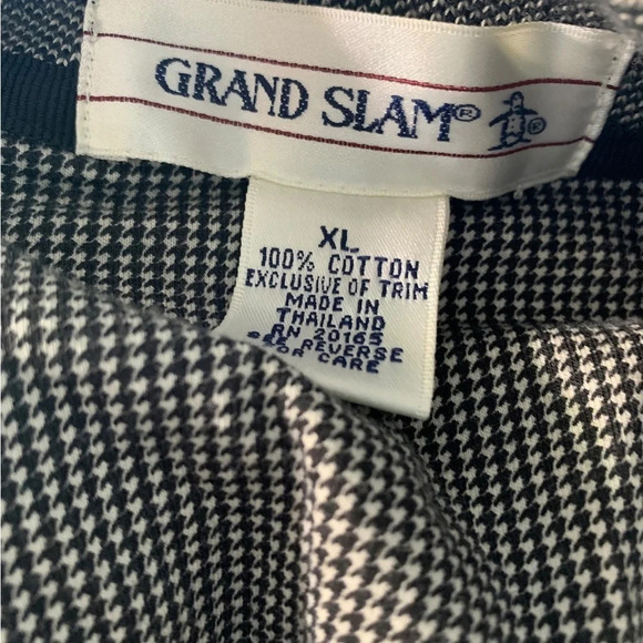 VINTAGE 90s Grand Slam Golf Men's Short Sleeve Polo Shirt Size XL Black Plaid - Picture 4 of 4